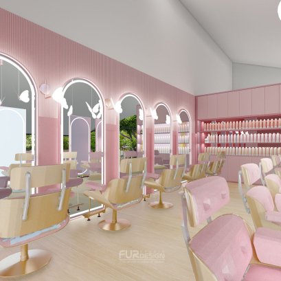 ออกแบบ ผลิต และติดตั้งร้าน : ร้านตัดผม รามอินทรา กทม.